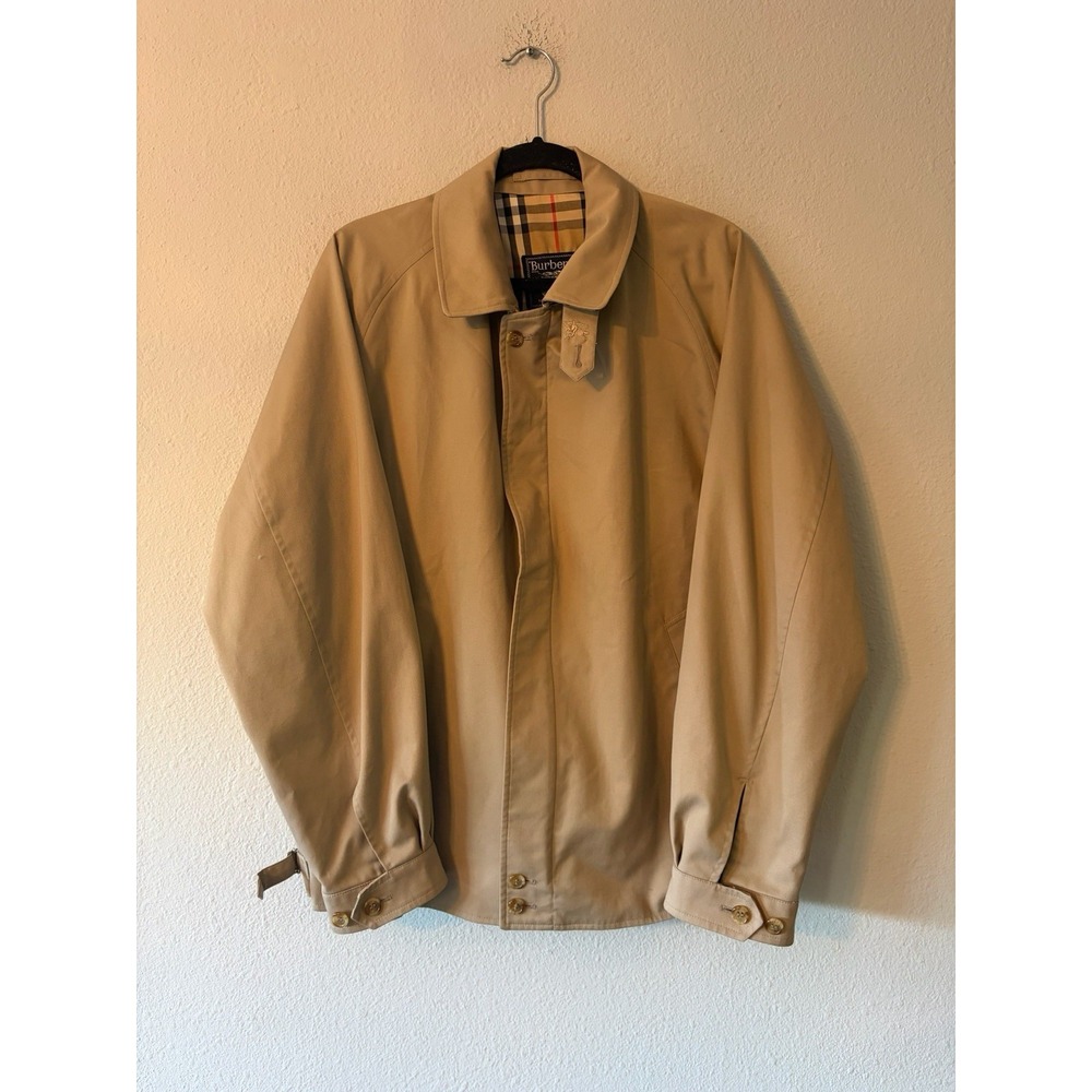 Burberry Vintage Harrington Jacket Mens 56 Beige Nova Check Lining Bomber EUC